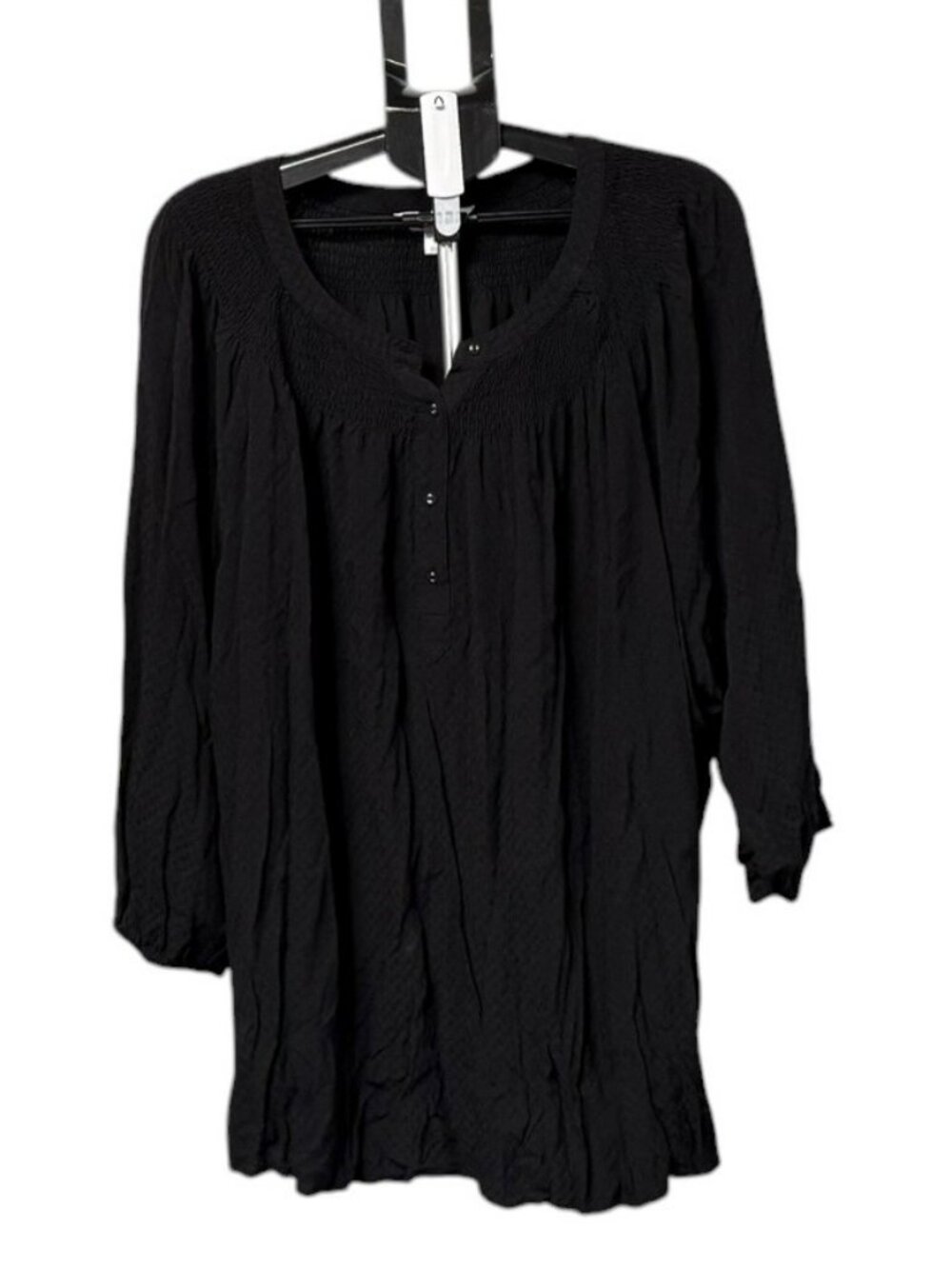 Women's Croft & Barrow Lightweight 3/4 Sleeve Blouse - Black - 5X